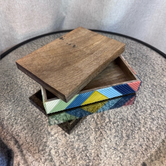 World Market Colorful Geometric Wooden Box - Picture 5 of 7